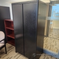 Black 2 Door Storage Cabinet w/ 5 Shelves